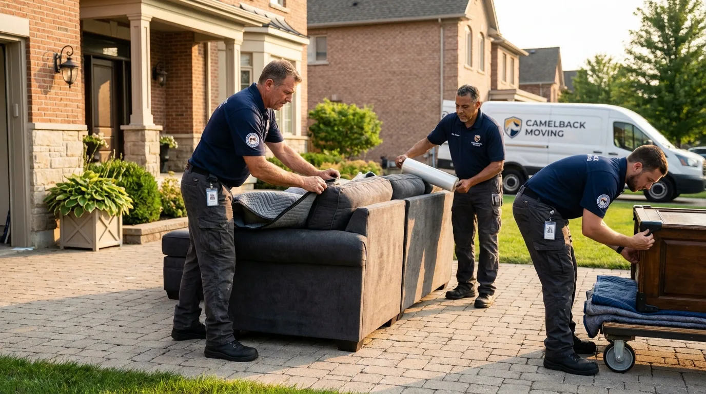 Large estate moving crew wrapping furniture in Cordova, AL